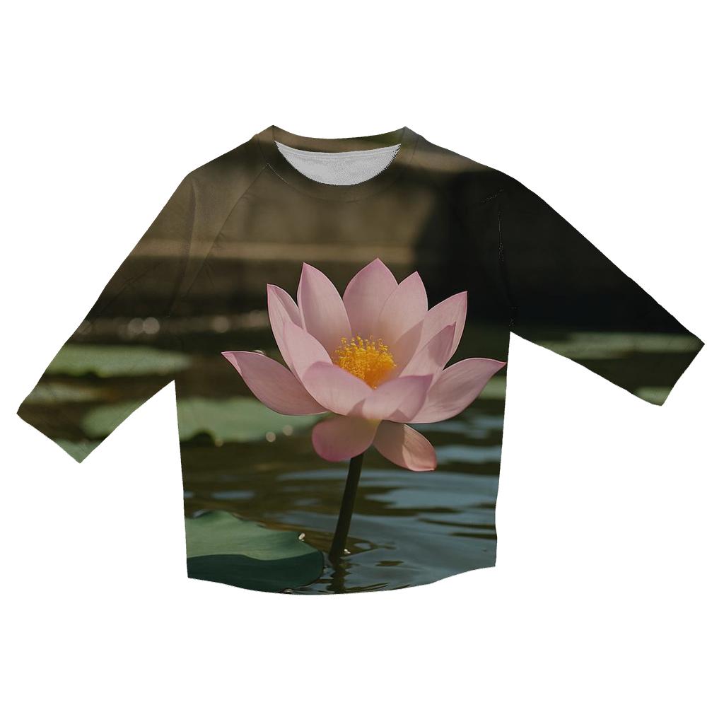 Midday Lotus On Urban Temple Pond fashion 3/4 sleeve shirts