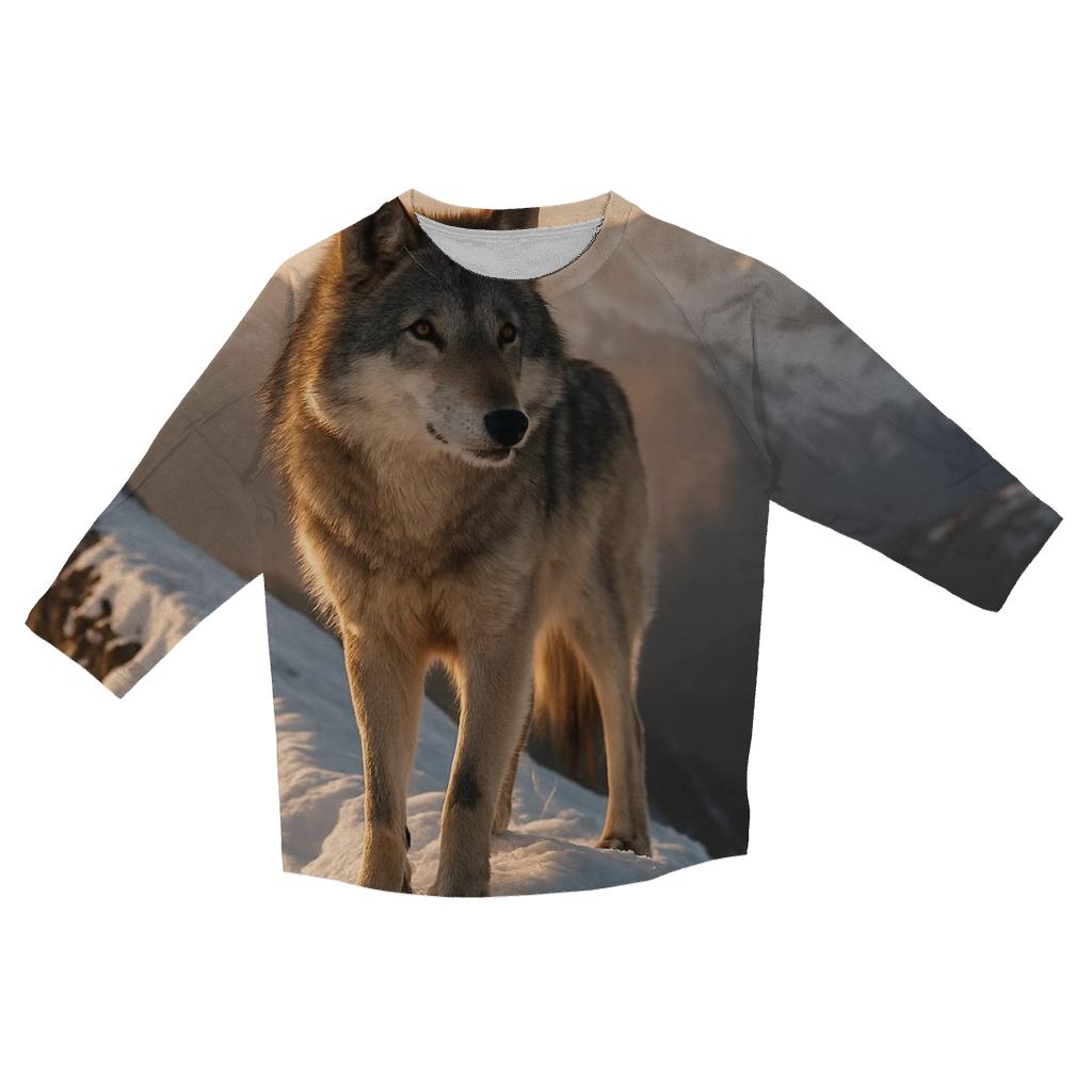 Alpine Wolf On Precipice Edge trendy 3/4 sleeve tops