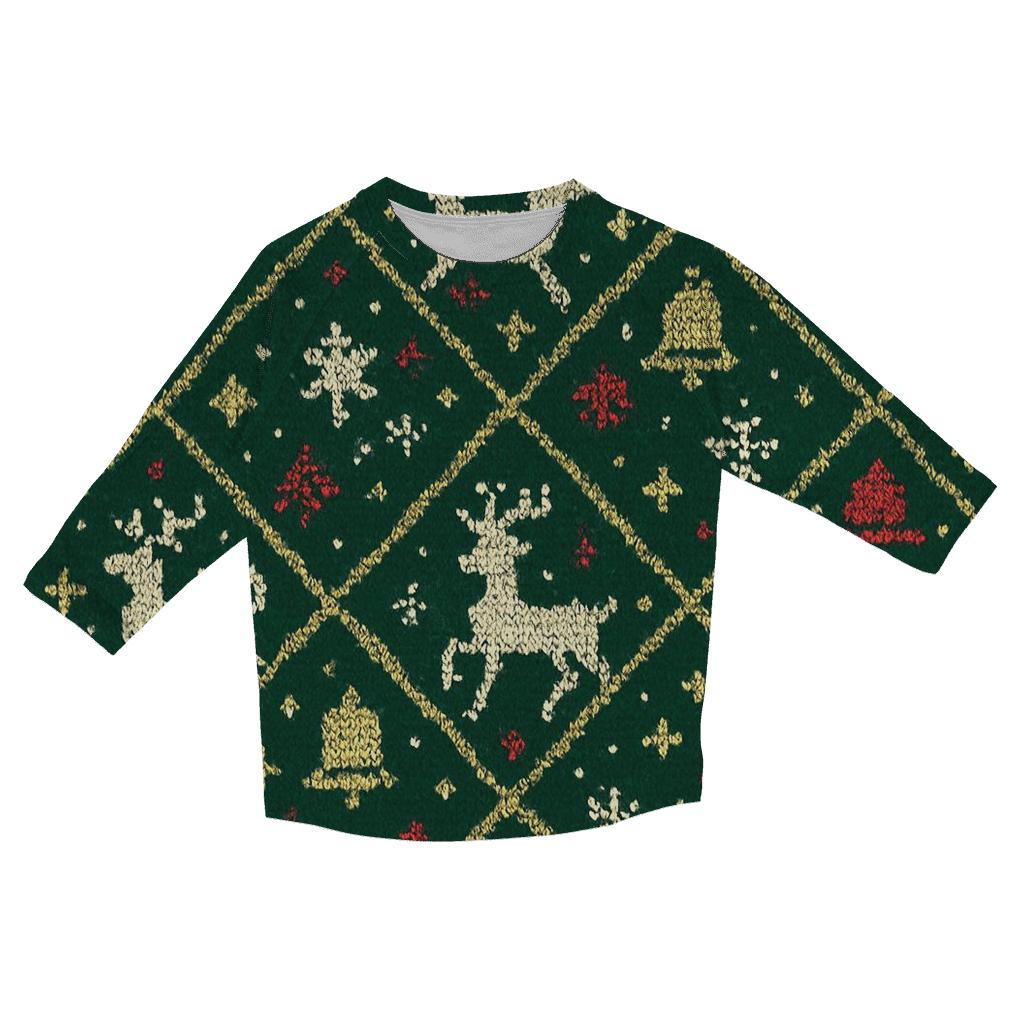 Tangled Tinsel Reindeer Lattice Design cotton quarter sleeve shirts