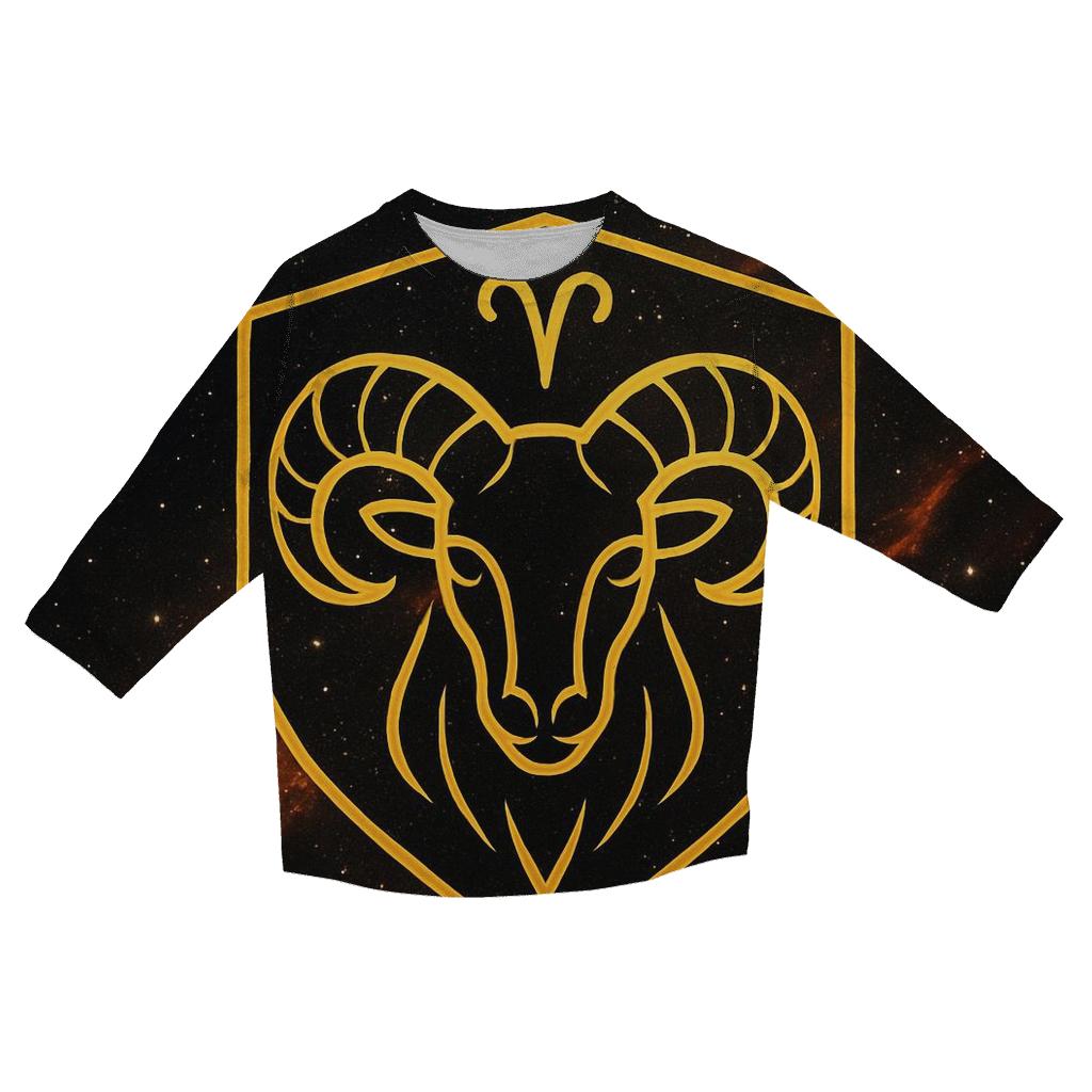 Aries Solar Ram Crest casual three quarter sleeve shirts