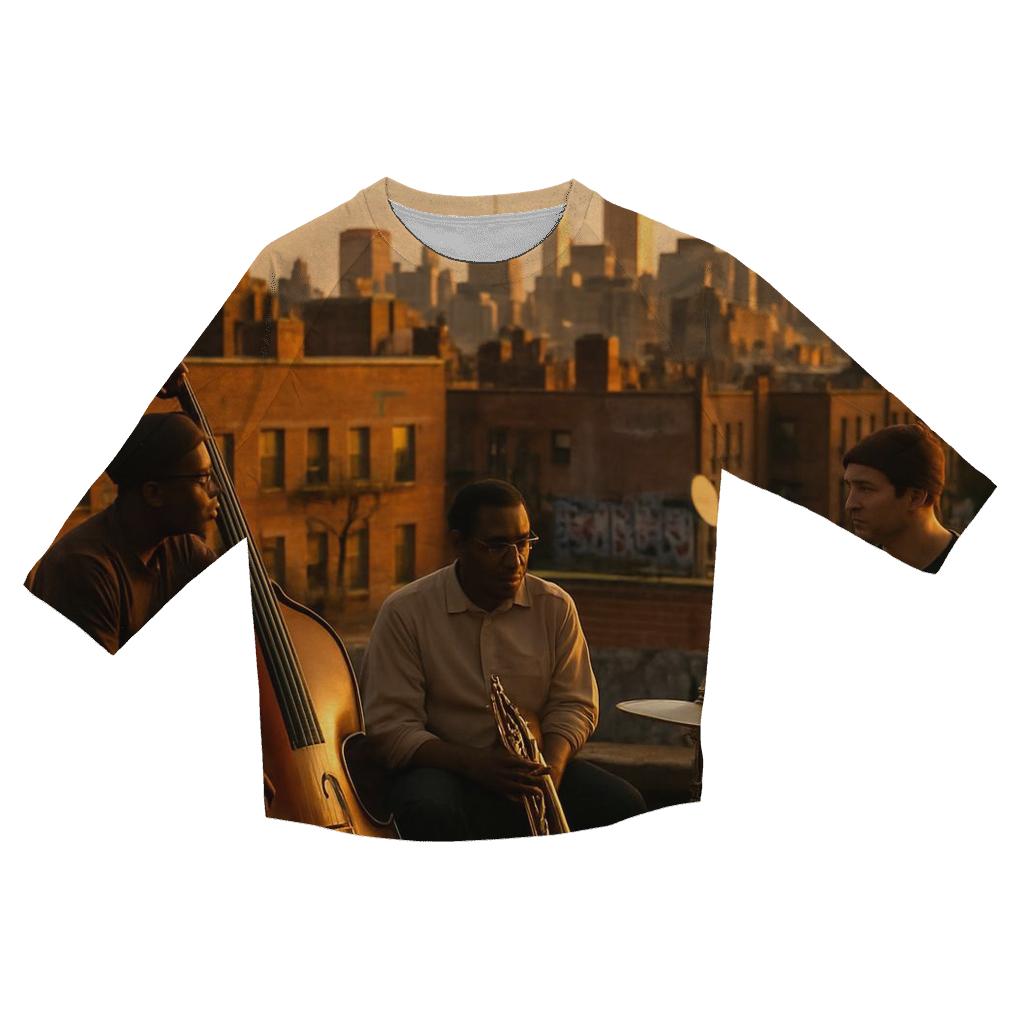 Harlem Rooftop Jazz At Golden Hour fashion 3/4 sleeve shirts
