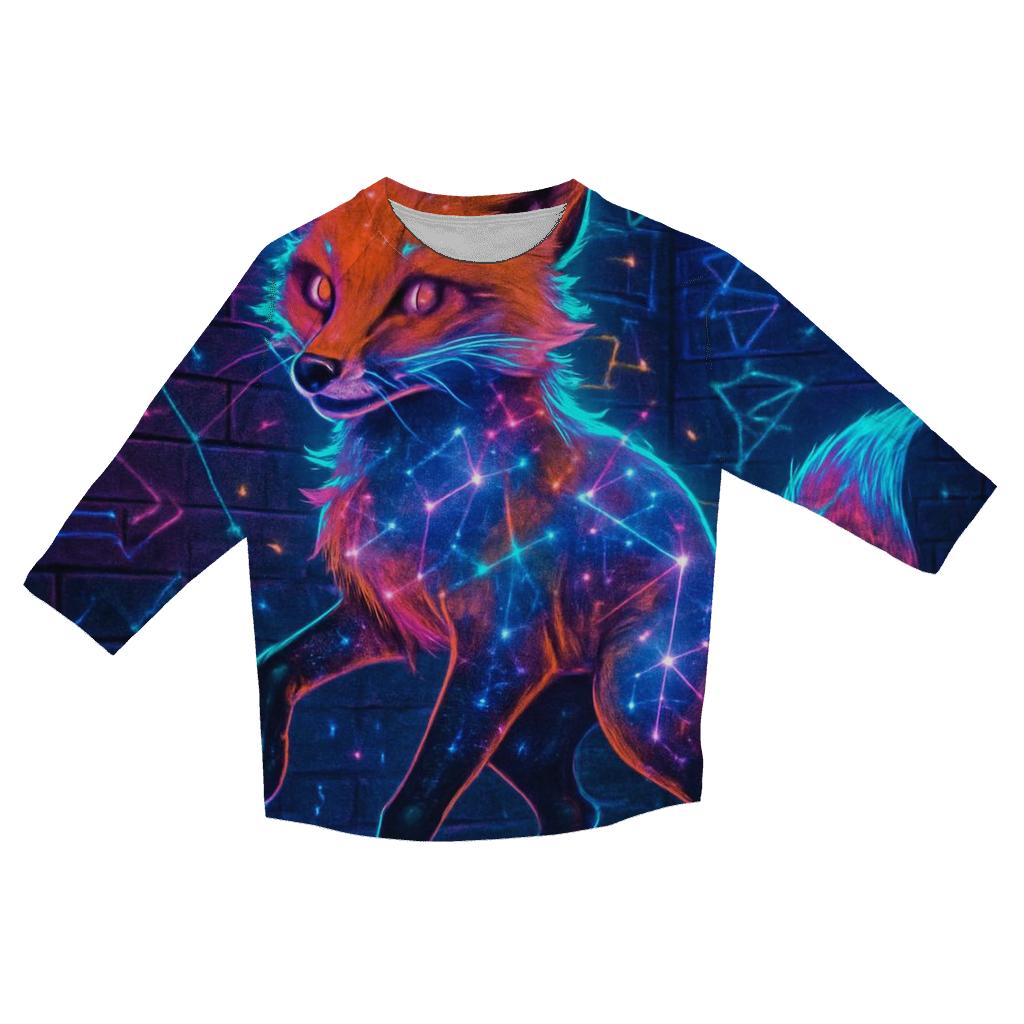 Galaxy Glitch Street Fox casual three quarter sleeve shirts