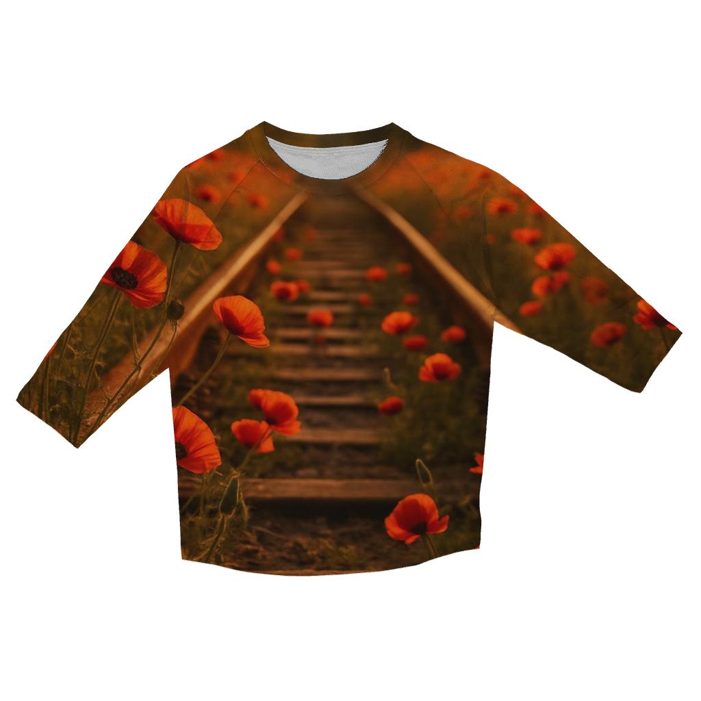 Wild Poppies Along Forgotten Railway custom 3/4 sleeve shirts