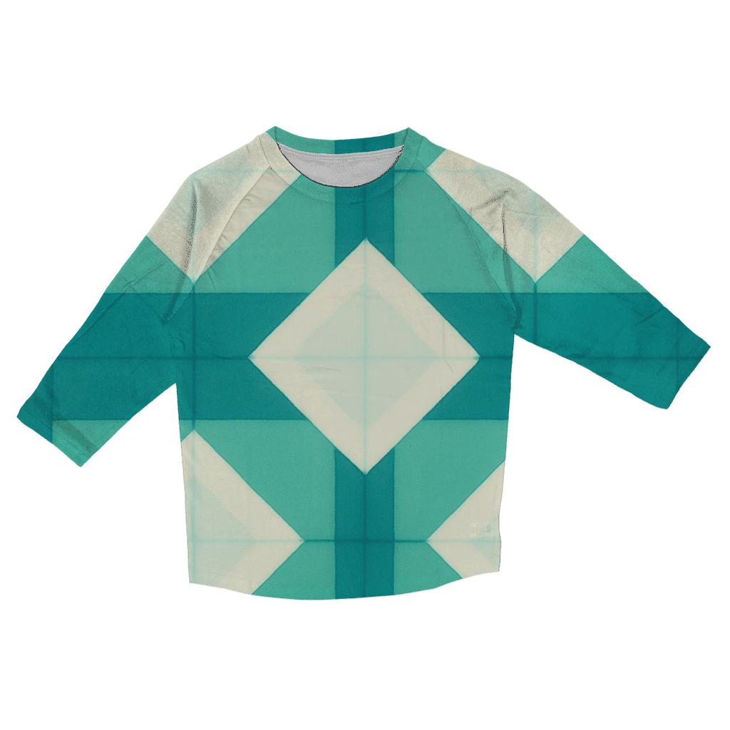 Itajime Sea Glass Window Grid trendy 3/4 sleeve tops