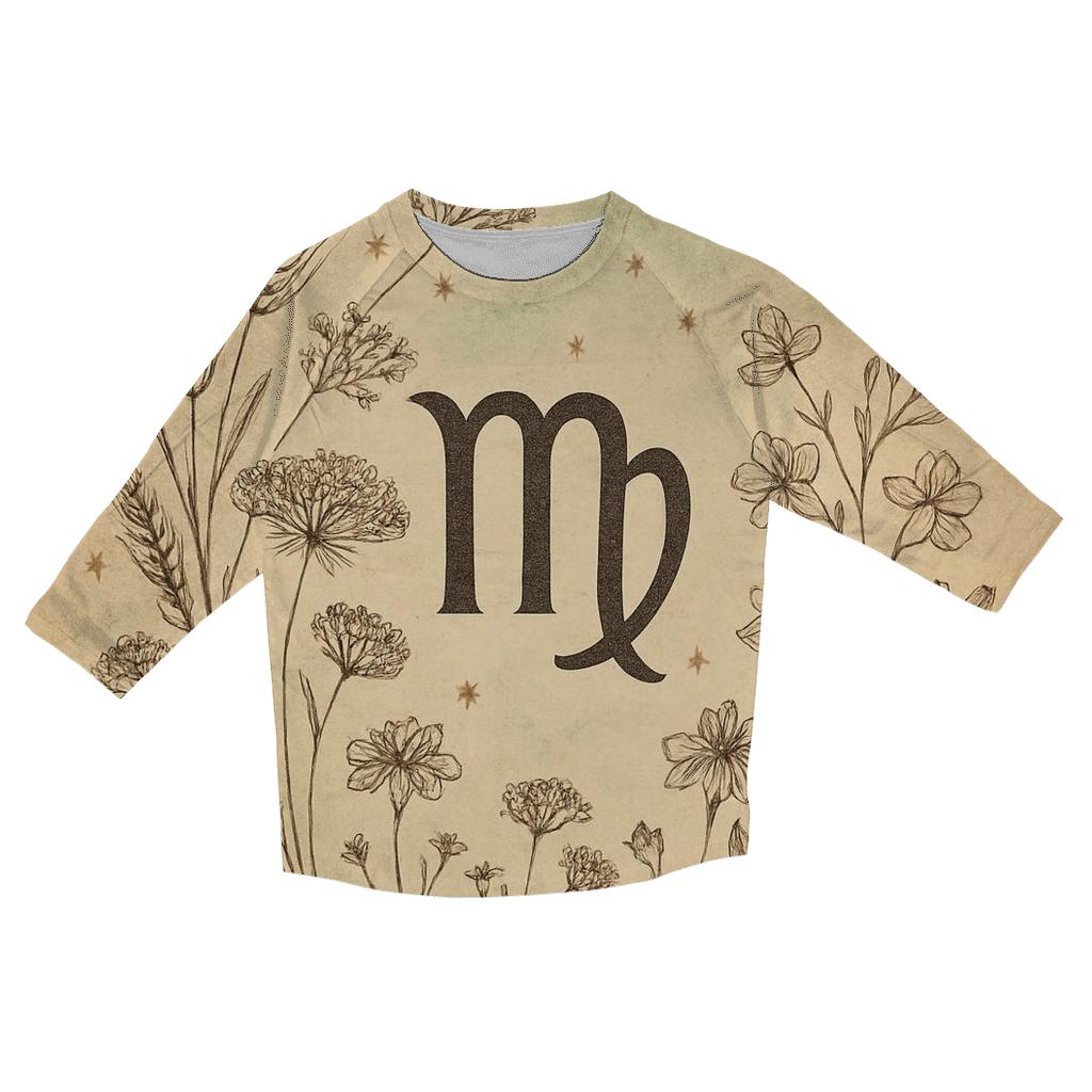 Celestial Virgo Botanical Chart personalized 3/4 sleeve tees
