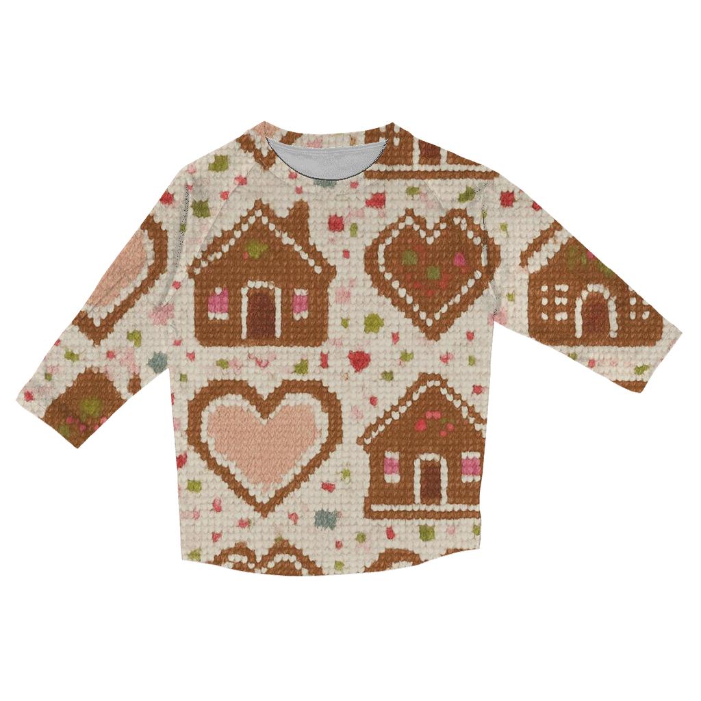 Gingerbread House Checker Sprinkle Design custom 3/4 sleeve shirts