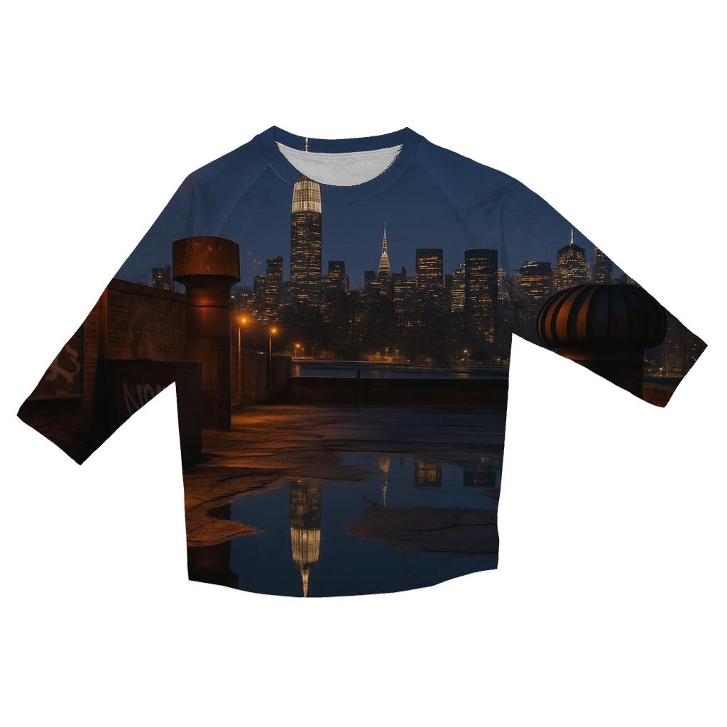 Queens Warehouse Skyline Reflection custom 3/4 sleeve shirts