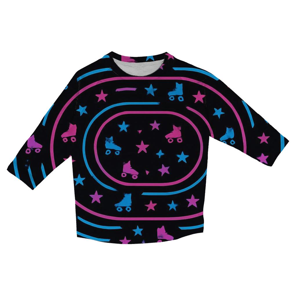 Neon Roller Rink Floor cotton quarter sleeve shirts