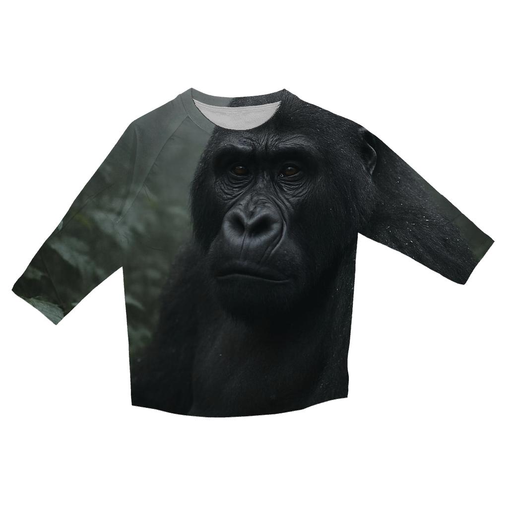 Mountain Gorilla In Misty Canopy printed three quarter sleeve shirts