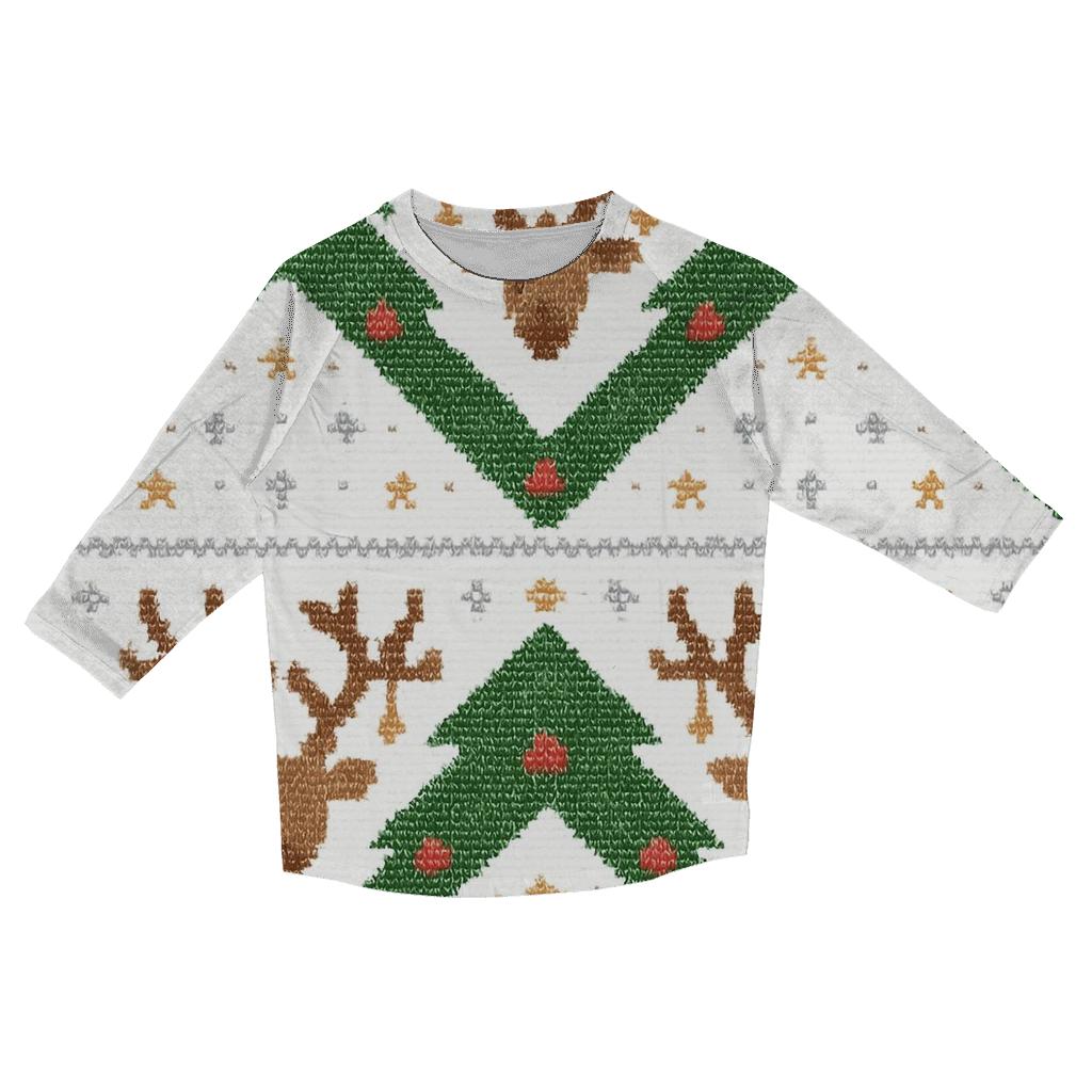 Evergreen Antler Zigzag Bands Design printed three quarter sleeve shirts