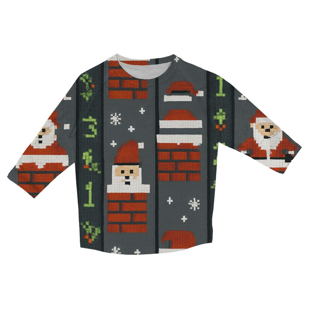 Santa Chimney Countdown Columns Design casual three quarter sleeve shirts