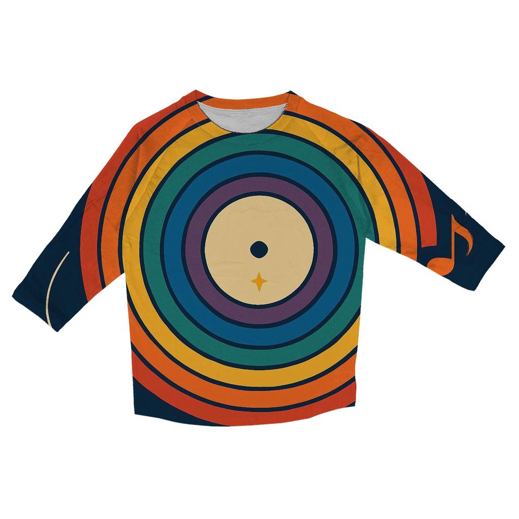Vinyl Record Rainbow Spin casual three quarter sleeve shirts