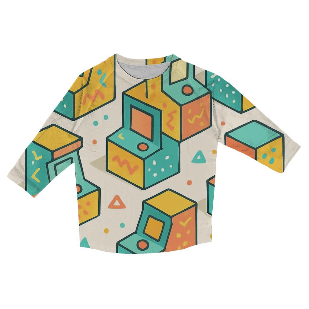 Memphis Arcade Blocks custom 3/4 sleeve shirts