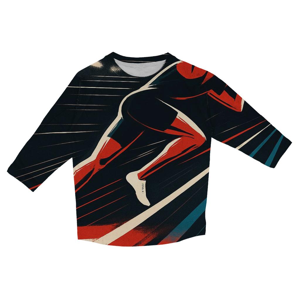 Futuristic Sprint Track Lines printed three quarter sleeve shirts