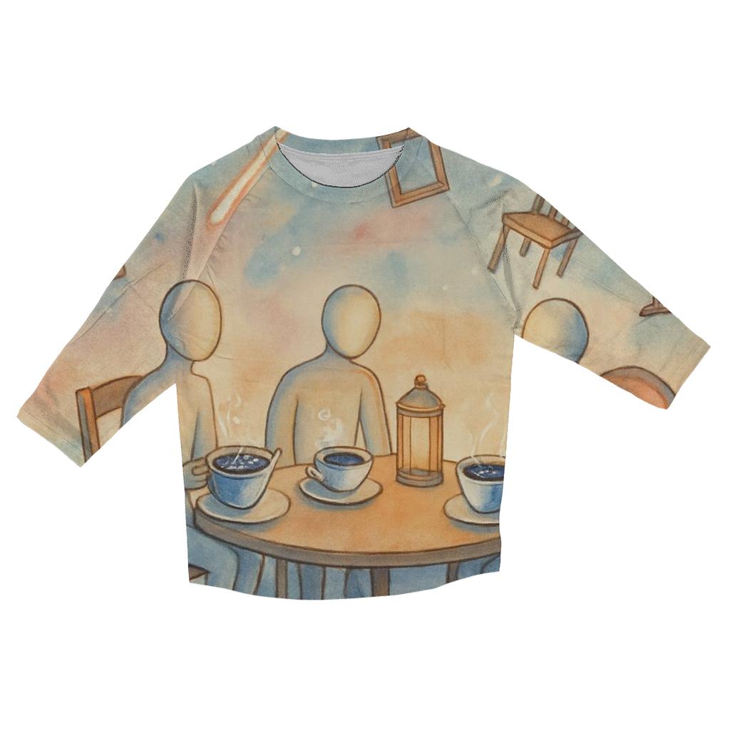 Meteor Shower Tea Party printed three quarter sleeve shirts