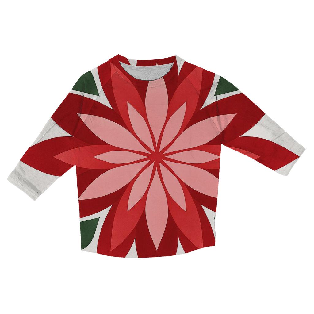 Poinsettia Petal Kaleidoscope designer 3/4 sleeve blouses