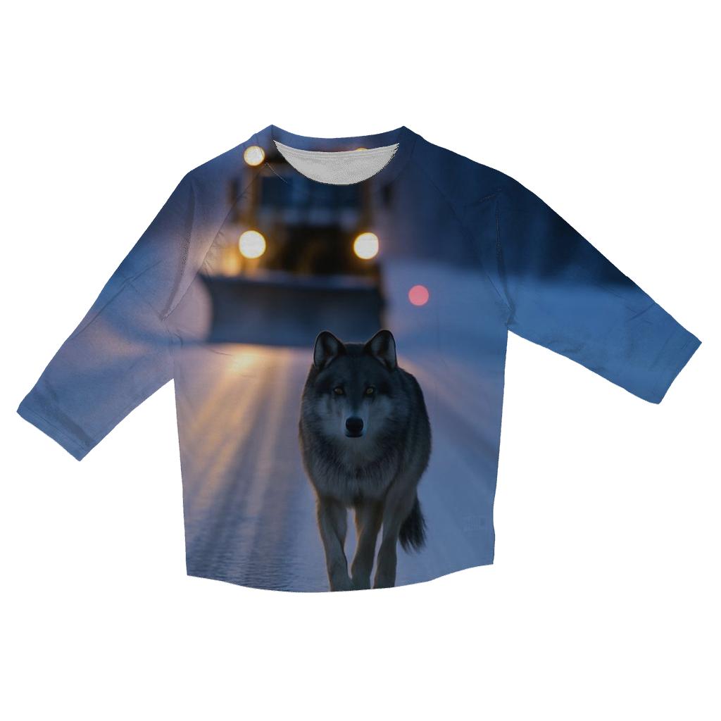 Snow Plow Wolf Following Winter Road stylish quarter sleeve tops