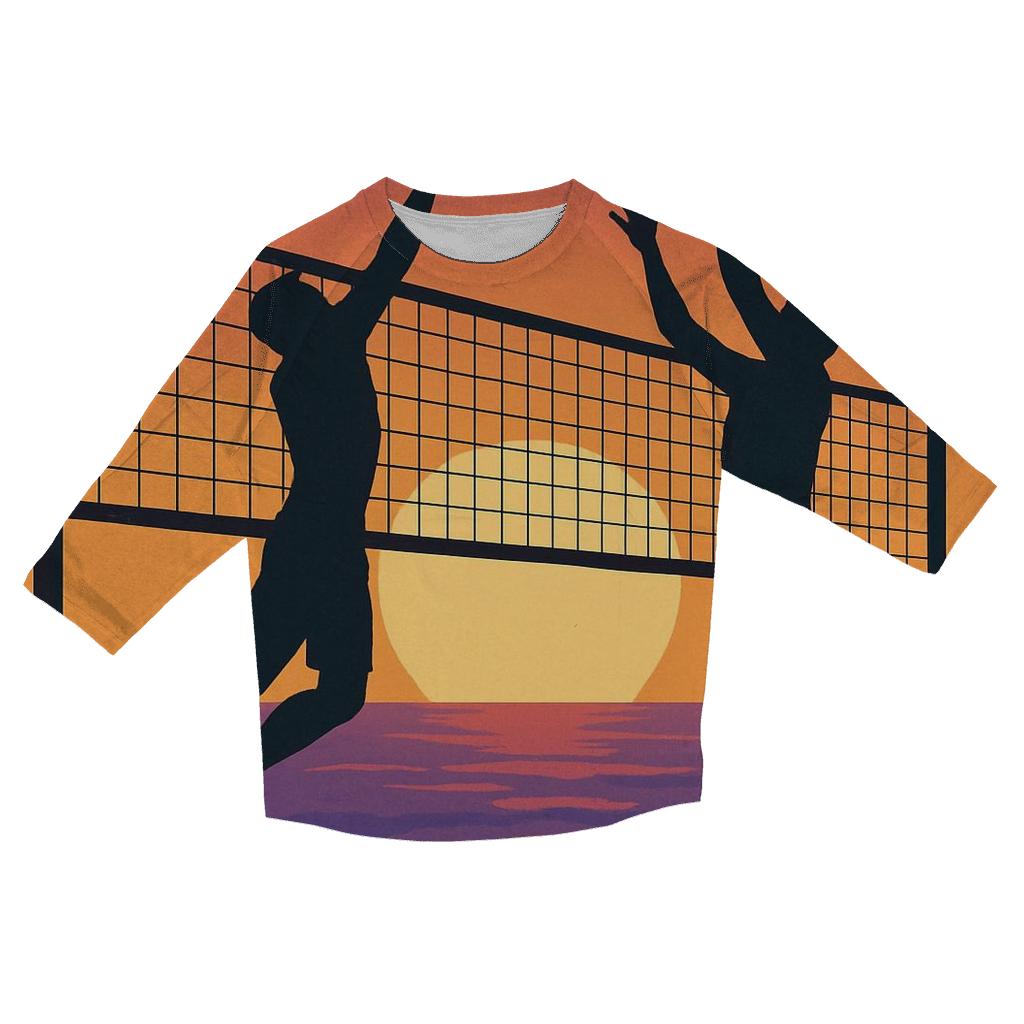Sunset Beach Volleyball Duel cotton quarter sleeve shirts