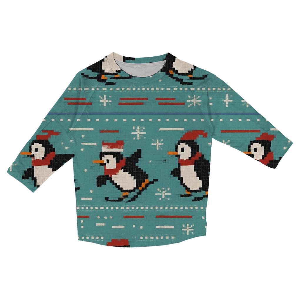 Polar Penguin Ski Track Rows Design stylish quarter sleeve tops