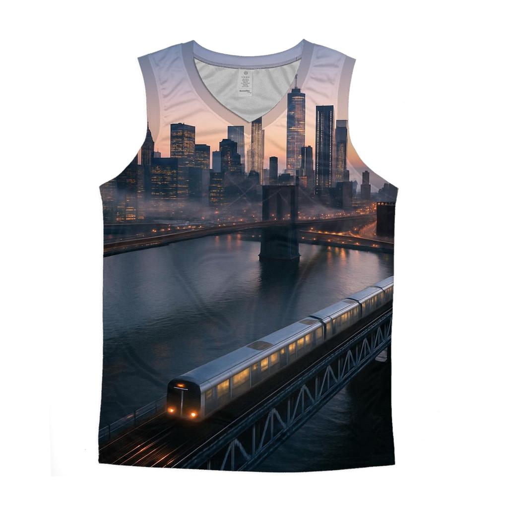 Dawn Commute Over The East River personalized athletic tanks