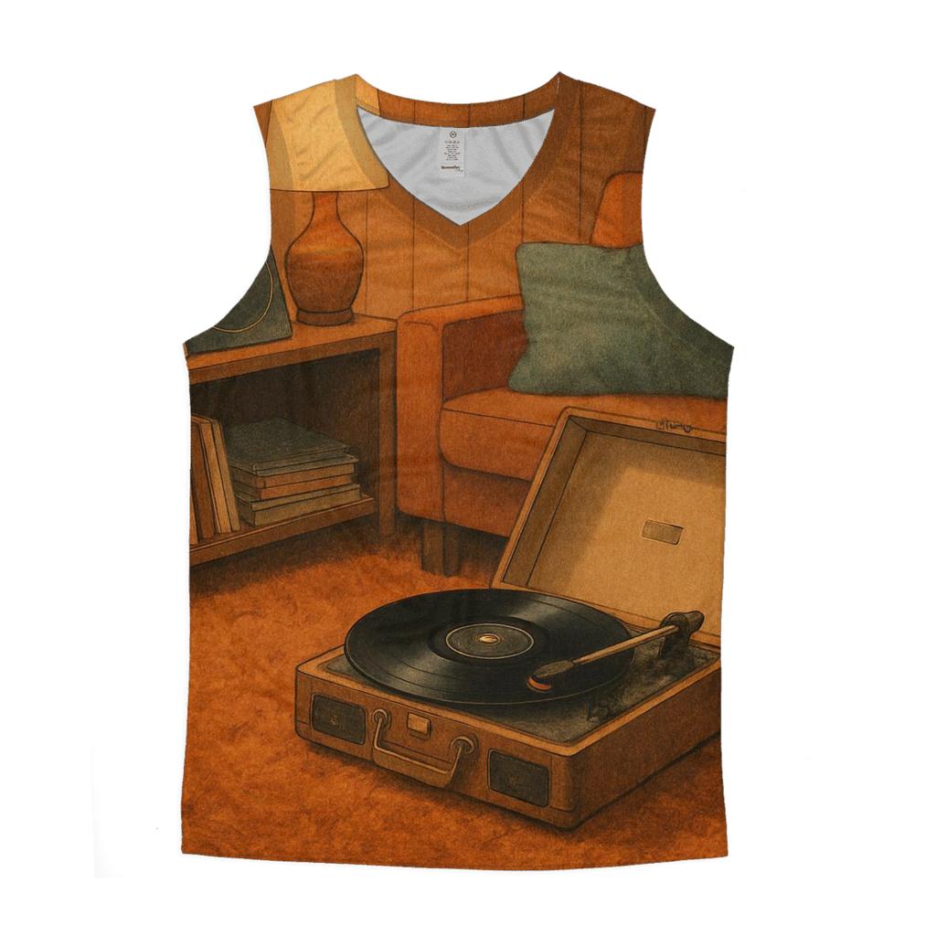 Cosmic Vinyl Record Lounge casual summer tank tops