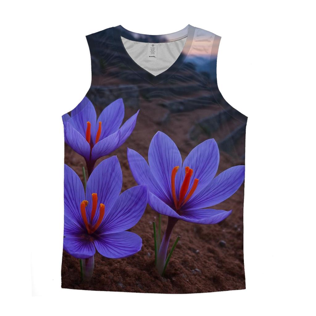 Saffron Crocus In Terraced Field Dawn designer workout tanks