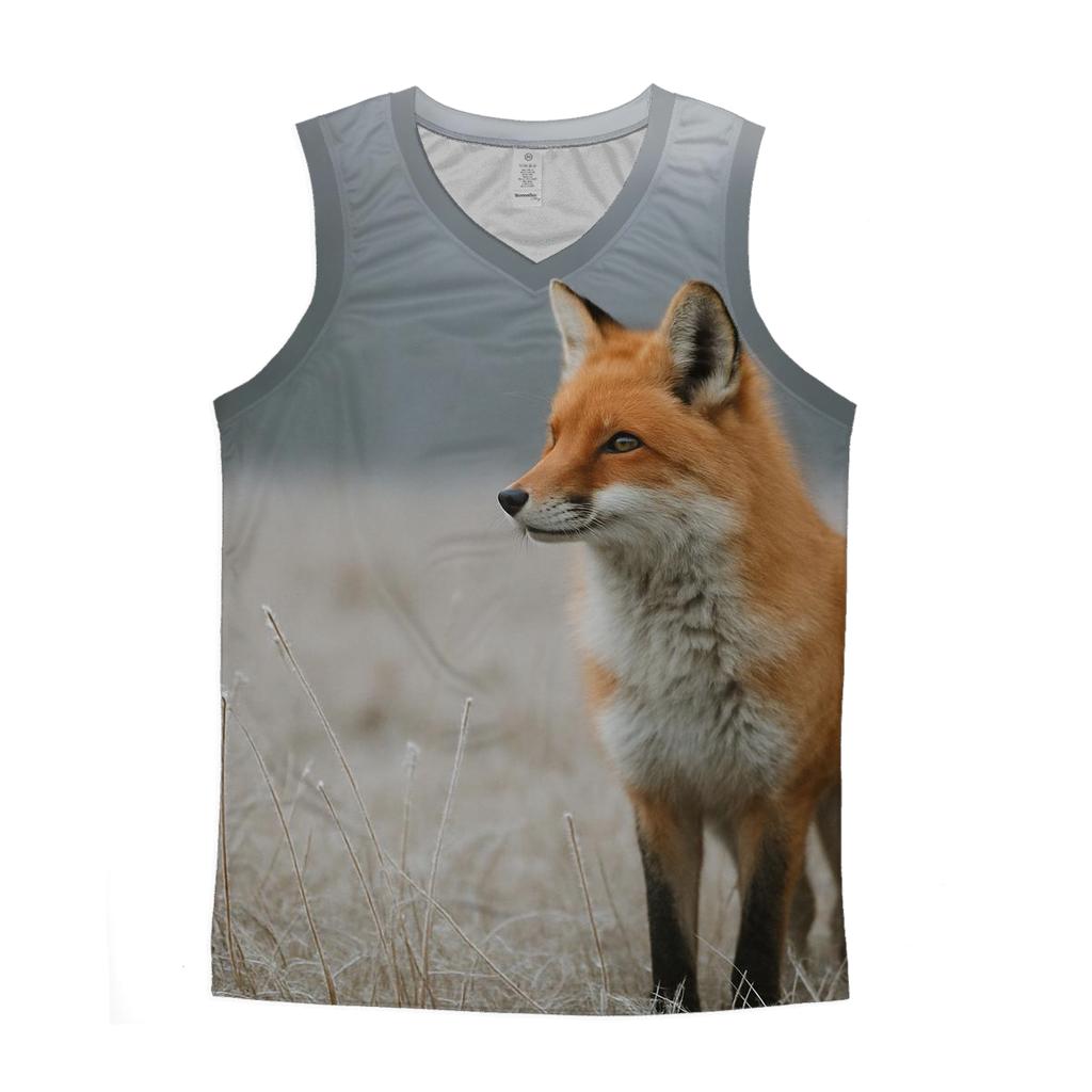 Red Fox In Winter Field graphic print tank tops