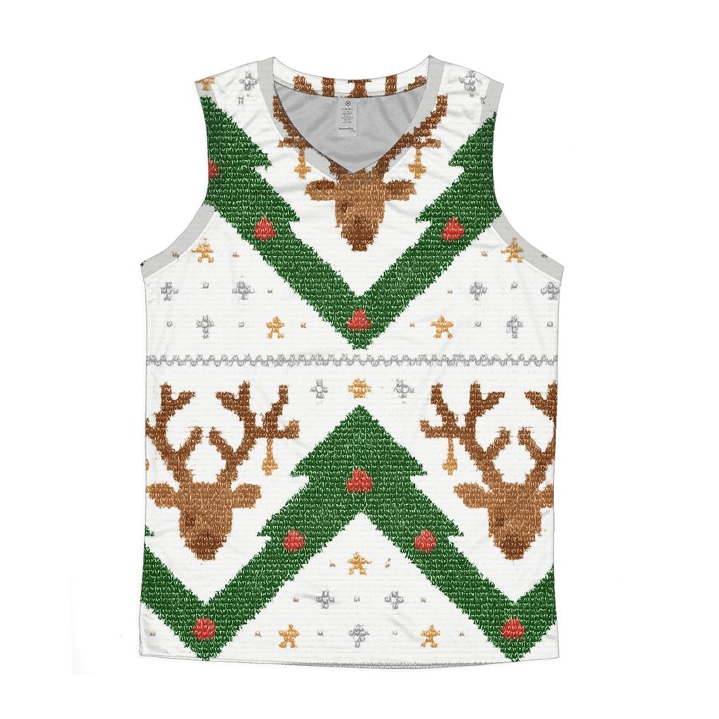 Evergreen Antler Zigzag Bands Design cotton sleeveless tops