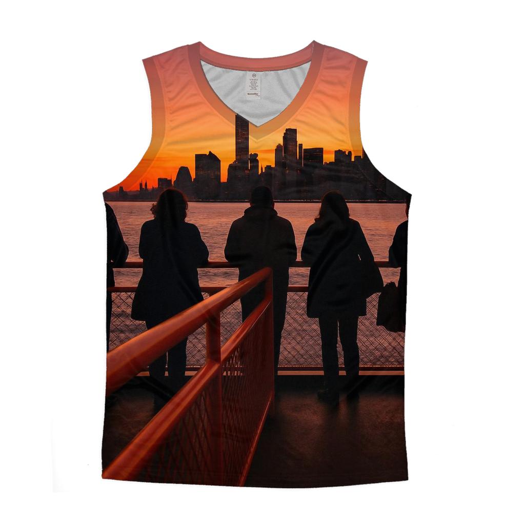 Sunset From A Staten Island Ferry Deck custom tank tops