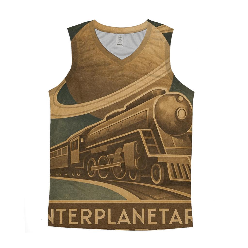 Orbiting Railway Travel Poster graphic print tank tops