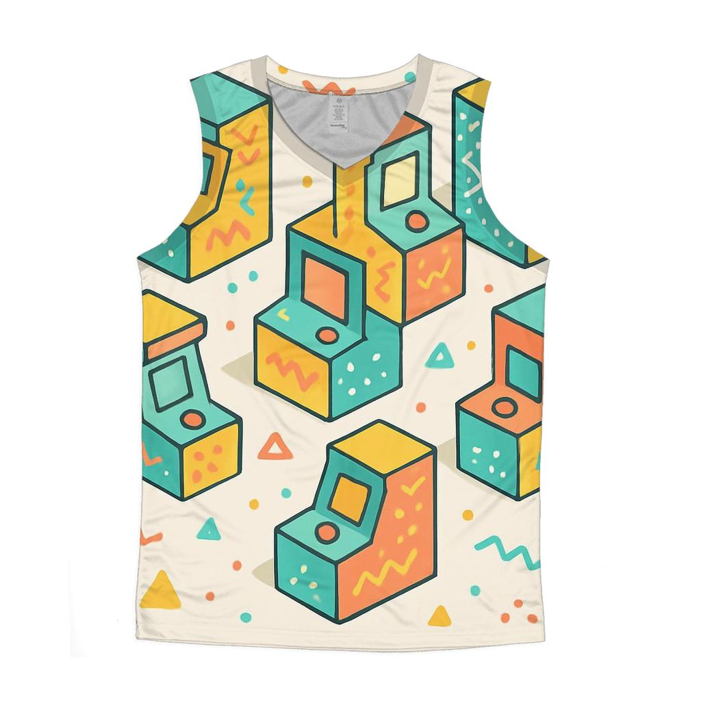 Memphis Arcade Blocks trendy fitted tank tops