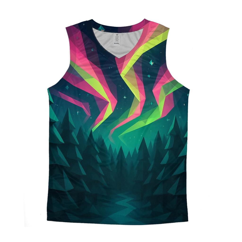 Aurora Geometric Forest personalized athletic tanks