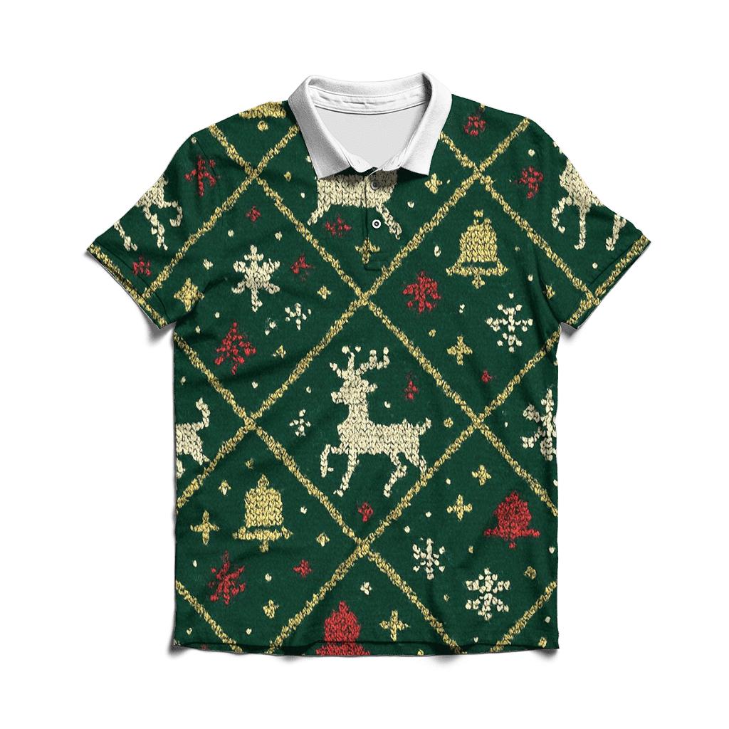 Tangled Tinsel Reindeer Lattice Design custom polo shirts