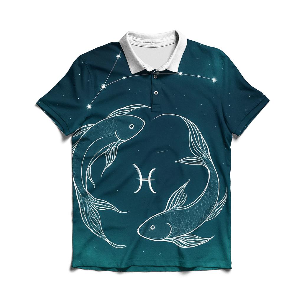 Pisces Dreamy Ocean Constellations stylish collar polo tees