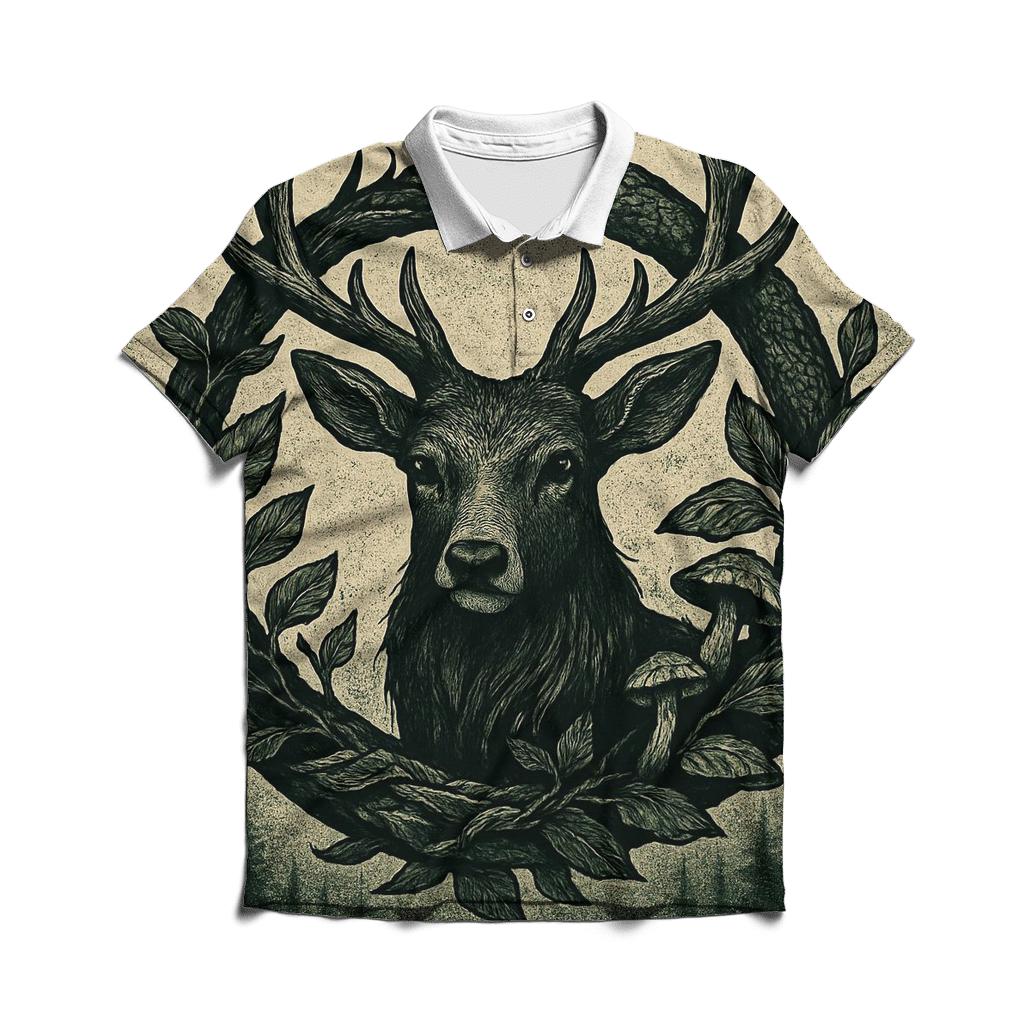Forest Spirit Ouroboros Stag designer slim fit polos