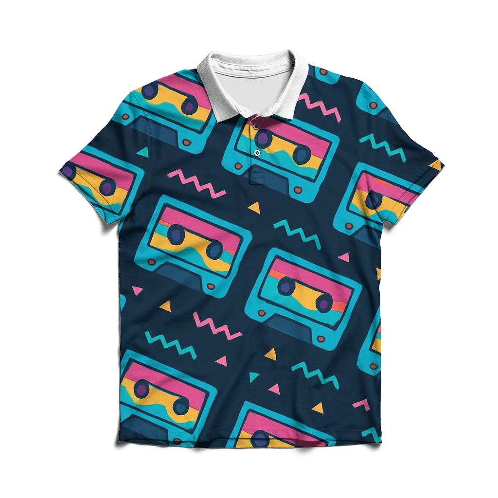 Cassette Wave Pattern personalized polo shirts
