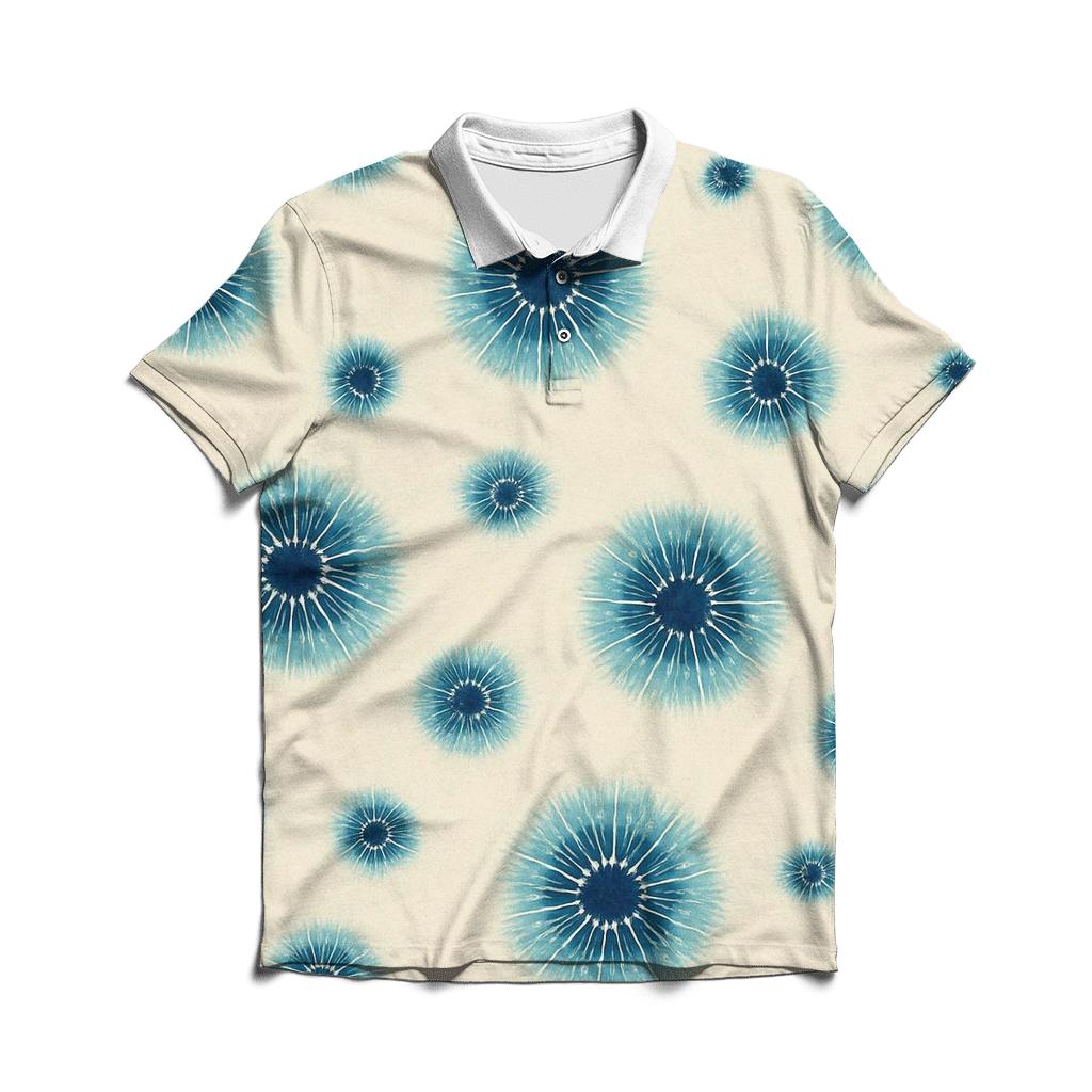Aqua Navy Kumo Web Cluster premium cotton polo shirts