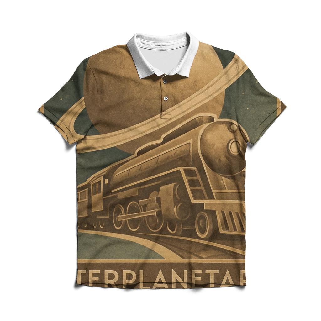 Orbiting Railway Travel Poster casual sports polo shirts