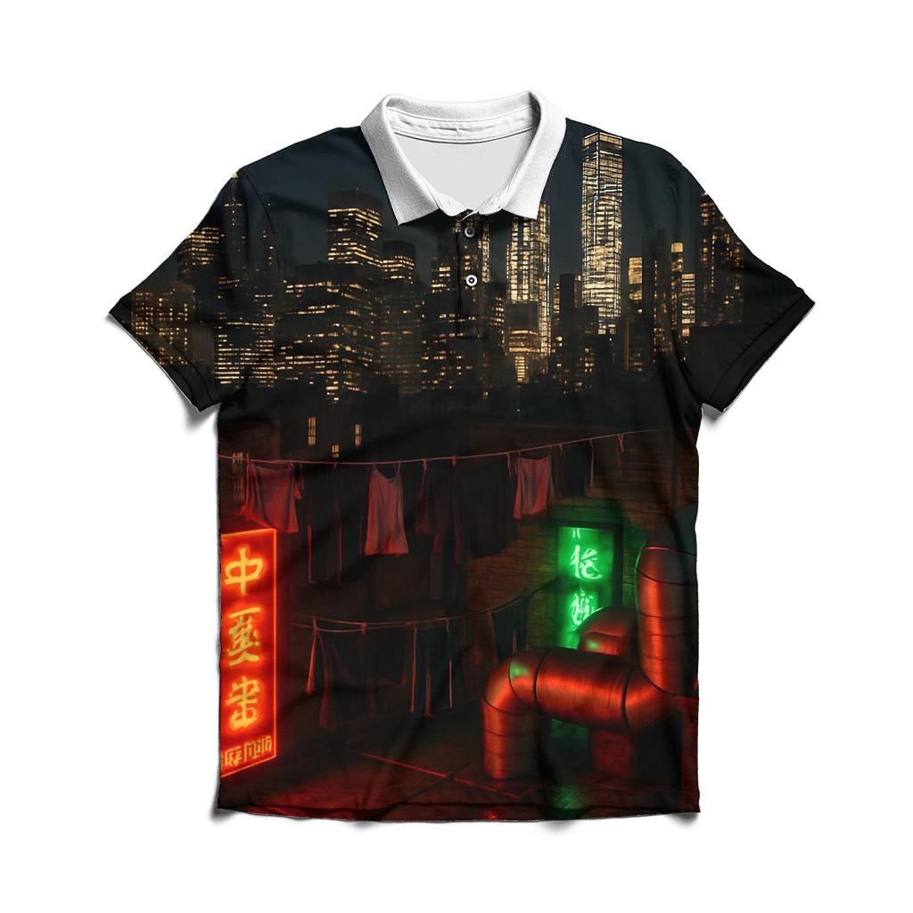 Late Night Chinatown Rooftop View classic pique polos