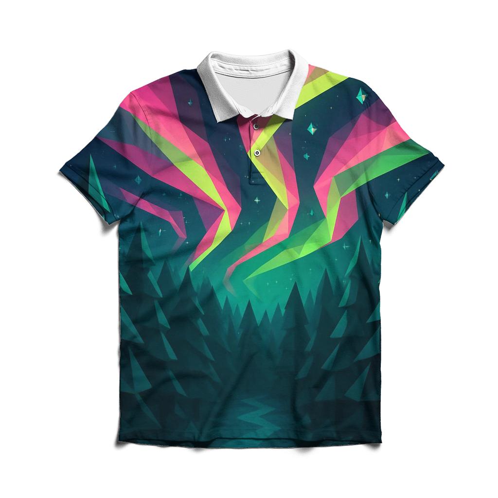 Aurora Geometric Forest designer slim fit polos