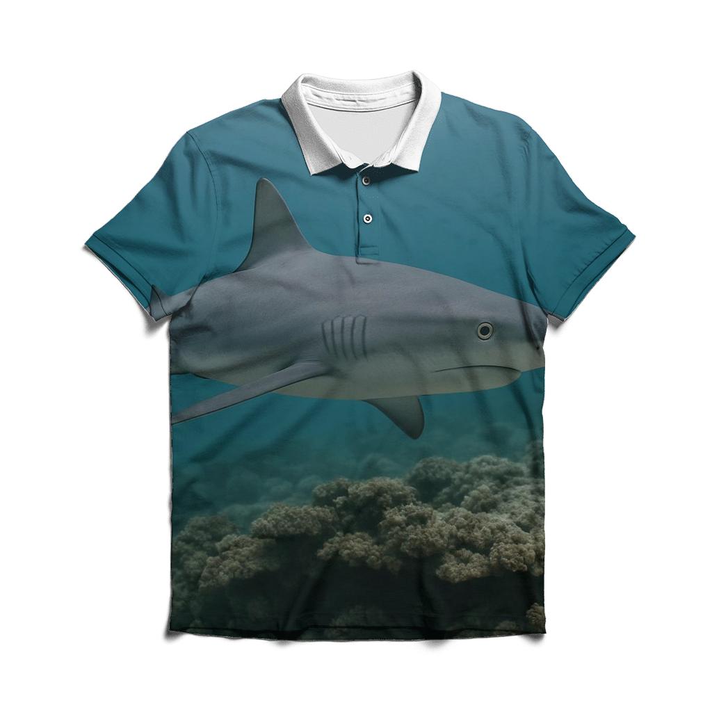 Grey Reef Shark Over Coral Ledge custom polo shirts
