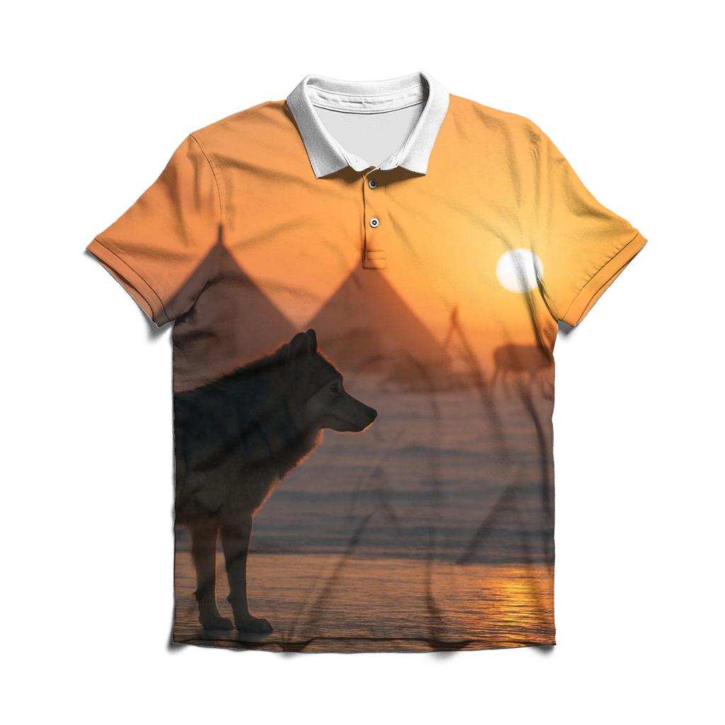 Traditional Reindeer Herding Camp Wolf personalized polo shirts
