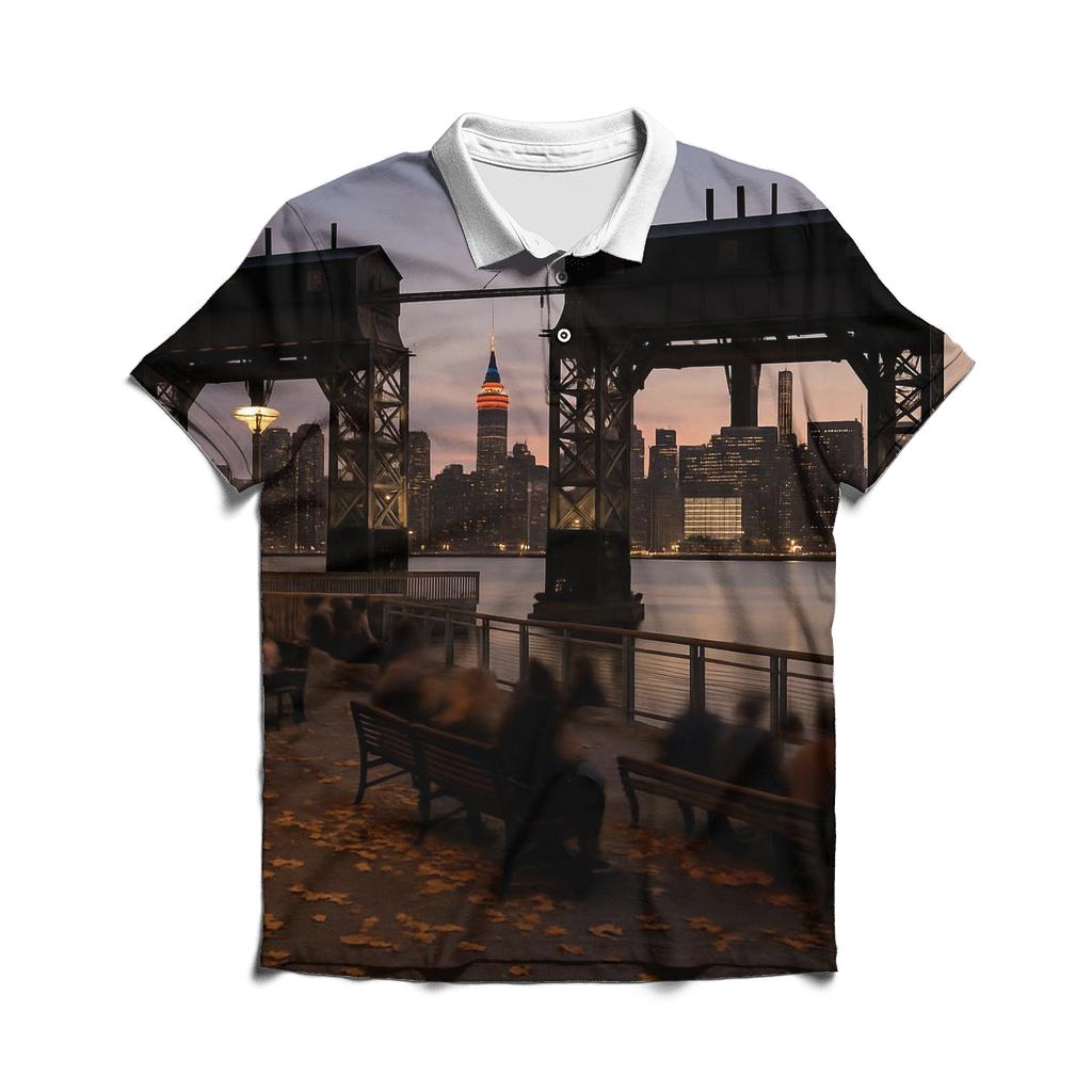 Autumn Evening From Gantry Plaza State Park custom polo shirts