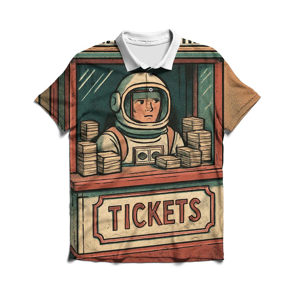 Astronaut Arcade Ticket Booth stylish collar polo tees