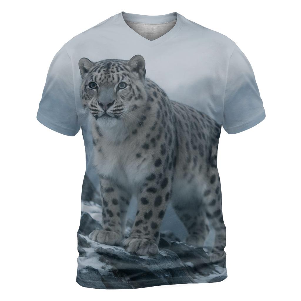 Snow Leopard On The Ridge designer pattern shirts