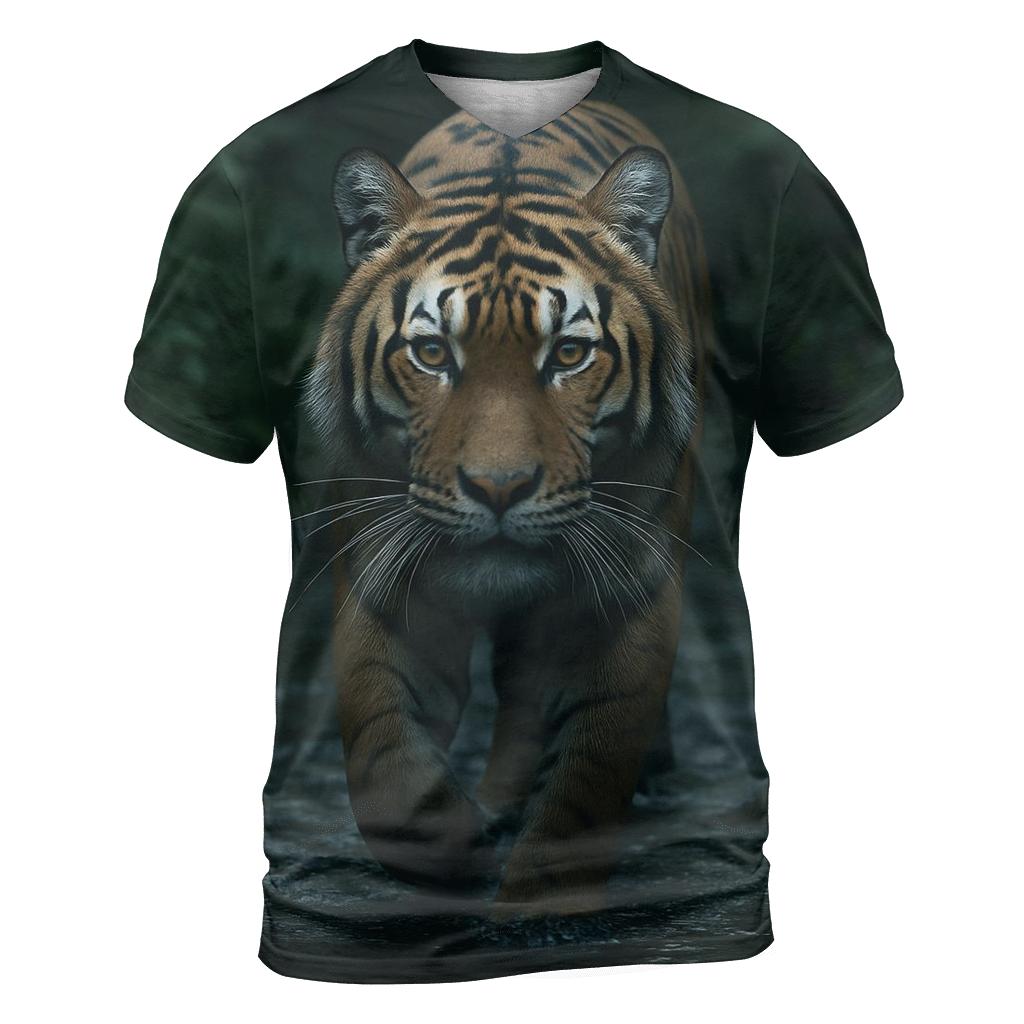 Tiger At The Forest Stream creative print fashion shirts