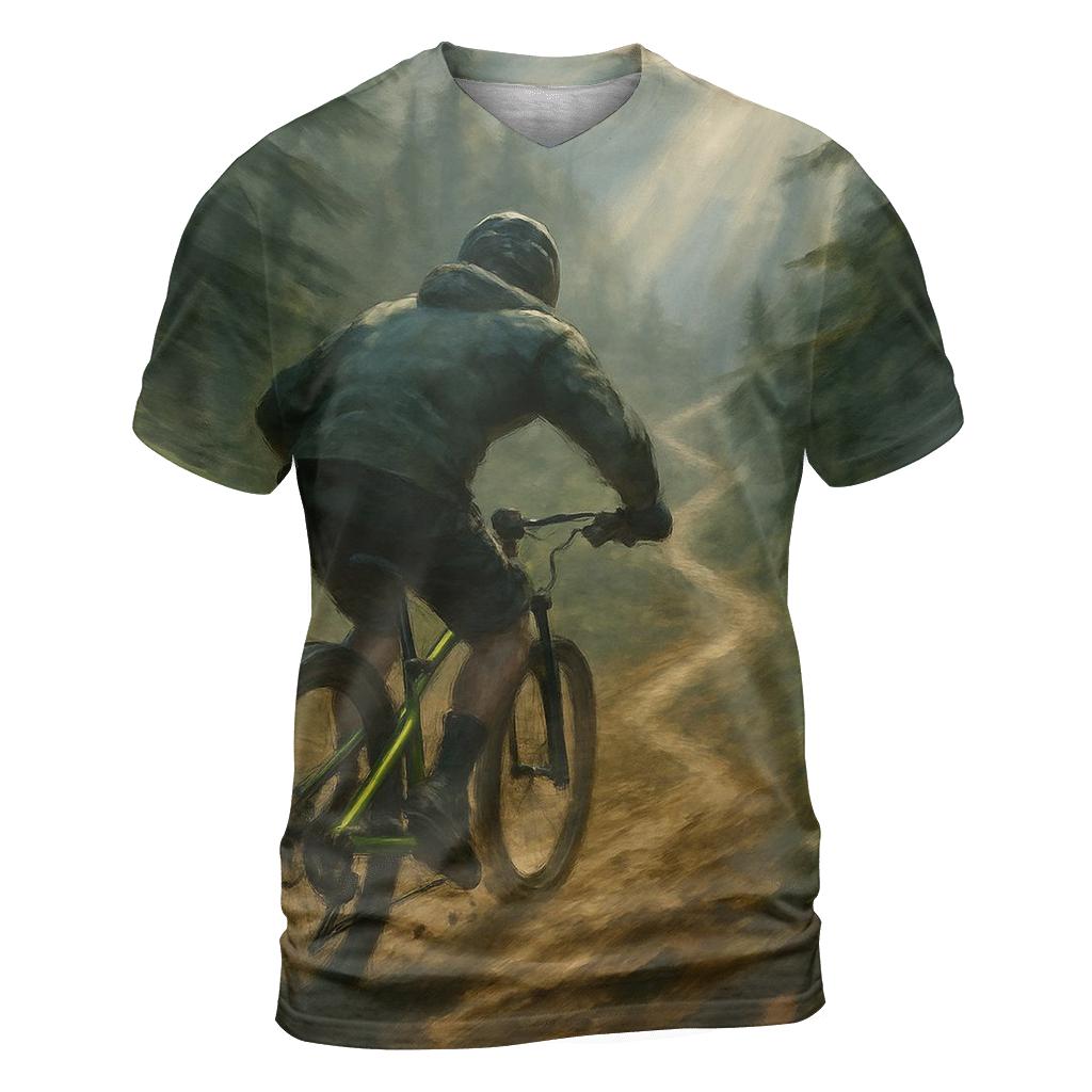Mountain Bike Forest Descent statement graphic shirts