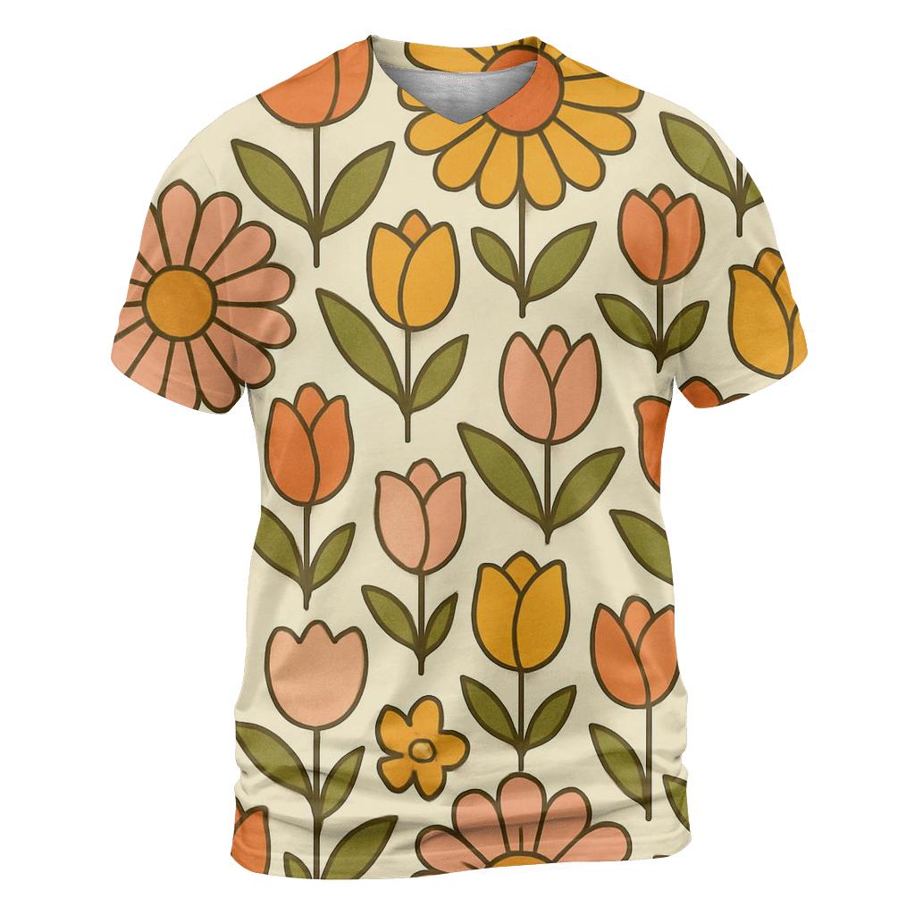 Sunburst Flower Meadow artistic all-over print tops