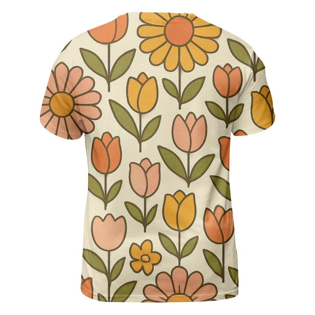 Sunburst Flower Meadow artistic all-over print tops
