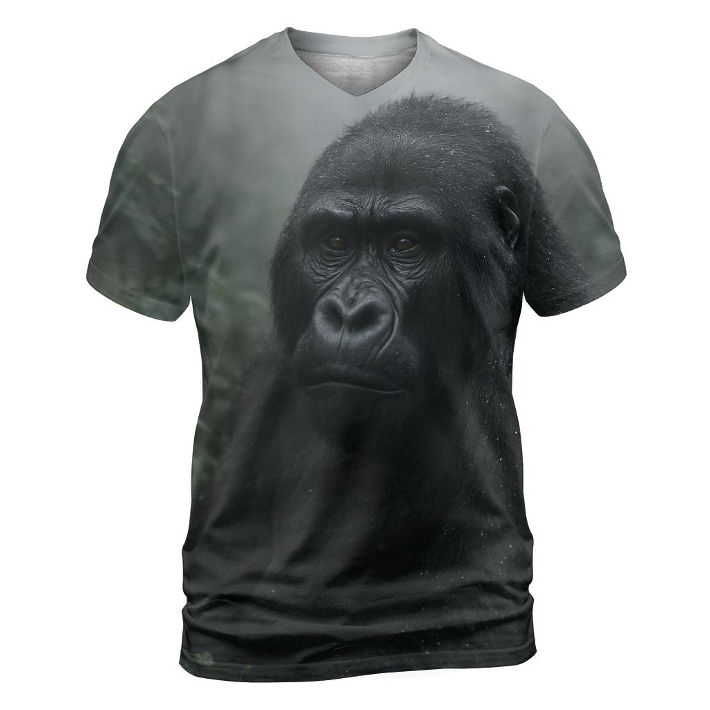 Mountain Gorilla In Misty Canopy vibrant all-over design tees